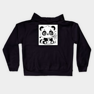 Cute Panda With A Bamboo Shoot Kids Hoodie